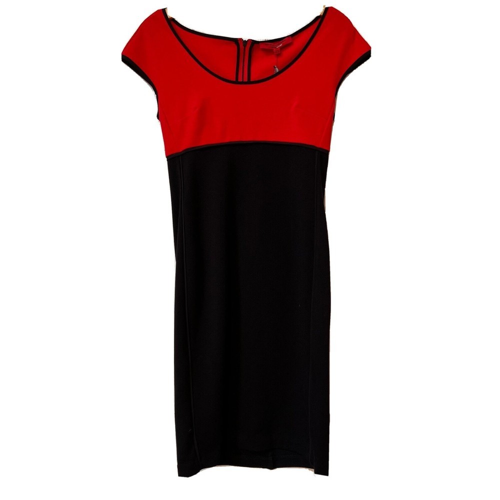 Narciso Rodriguez NWT Women’s Designer Red & Black Boat Neck Form Fitting Dress